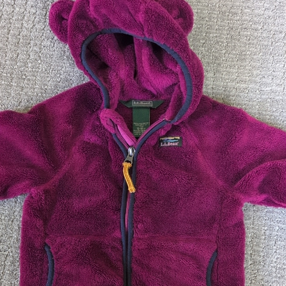 L.L. Bean Magenta Hooded Fleece